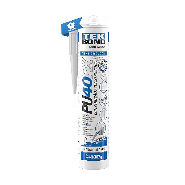 Adesivo Selante PU40-Fix 387g/280ml Branco Tekbond
