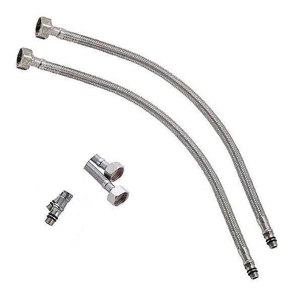 Engate Rabicho Par 80cm Par Mangueira Flexivel Monocomando Misturador Torneira Agua Quente Fria Banheiro Cozinha