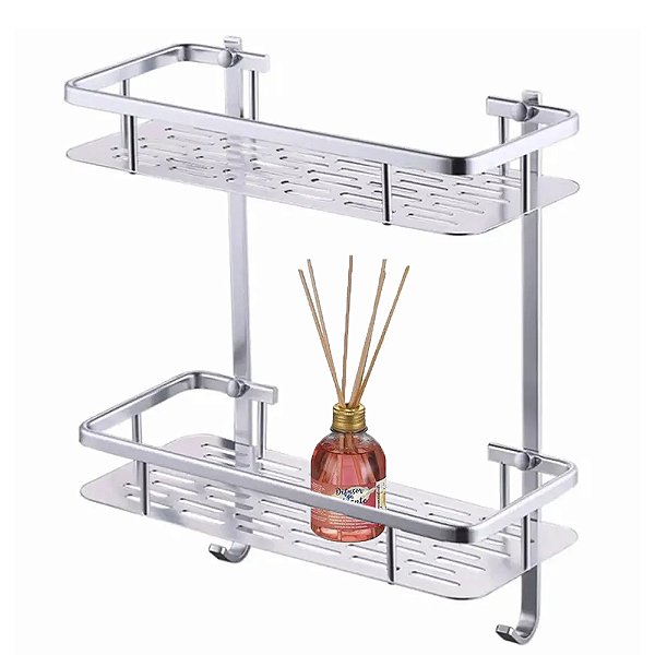 Suporte Organizador Prateleira Dupla Banheiro Porta Shampoo Sabonete Liquido Box Banheiro Chuveiro Aluminio Resistente