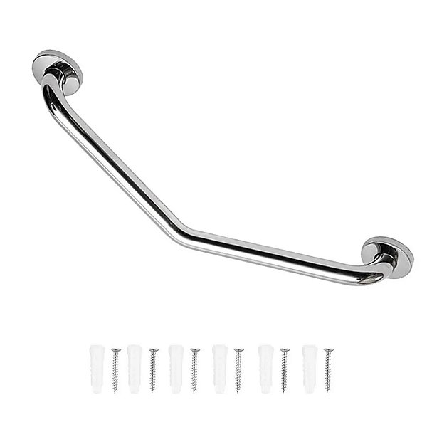 Barra De Apoio Angular 25X25cm Aço Inox Banheiro Box Idoso Gestante Criança Segurança Anti Acidentes Queda