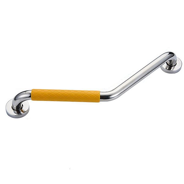 Barra Apoio Angular 25x25cm Inox Borracha Antiderrapante Idoso Criança Acessibilidade Banheiro Suporte Segurança