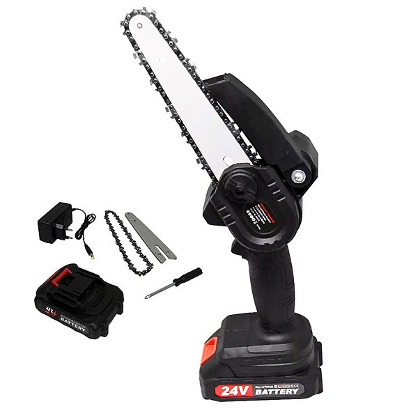 Mini Motoserra Eletrica 48V 6 Polegadas Sem Fio Portatil Serra Potente Corta Madeira Lenha Carpintaria Galho Bambu