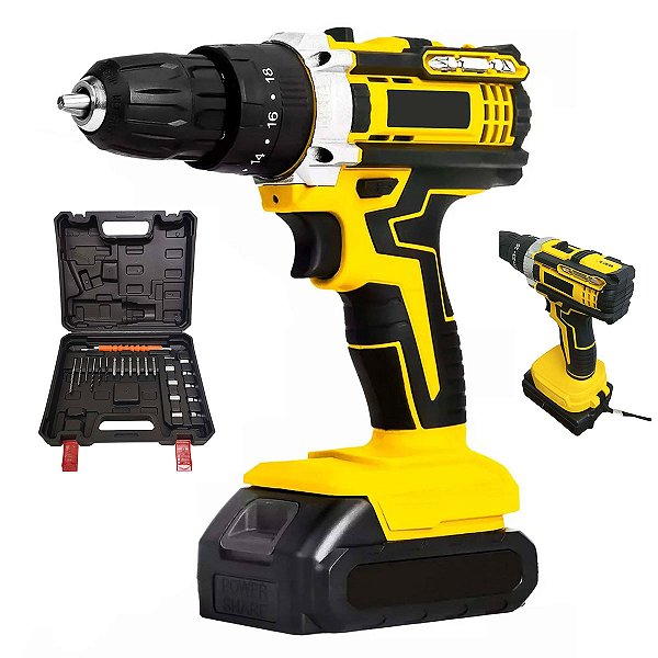 Parafusadeira Furadeira 2 Baterias Bivolt Maleta Ferramentas Construçao Obra Reforma Kit Broca Chaves Residencial