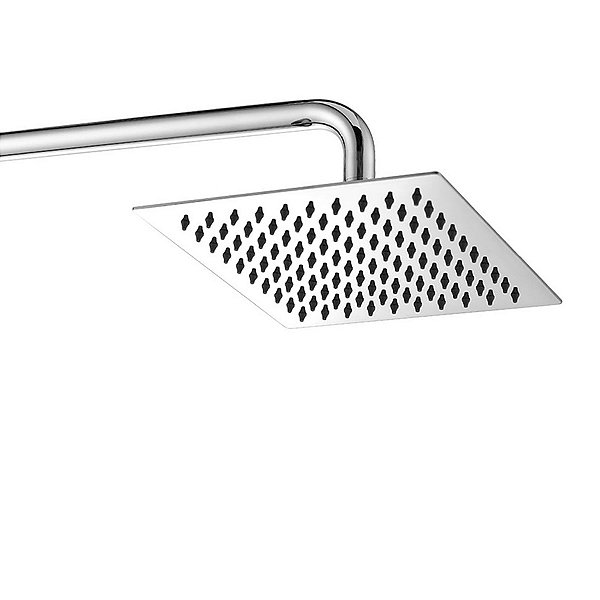 Ducha Chuveiro Cromado Inox 20x20 Slim Suporte Redondo Banheiro Banho Piscina Area Externa