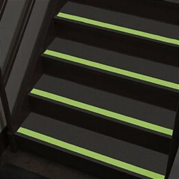 Fita Adesiva Antiderrapante Neon Fotoluminescente Fluorescente Sinalizadora Escada Pisos Rampas Proteçao Segurança