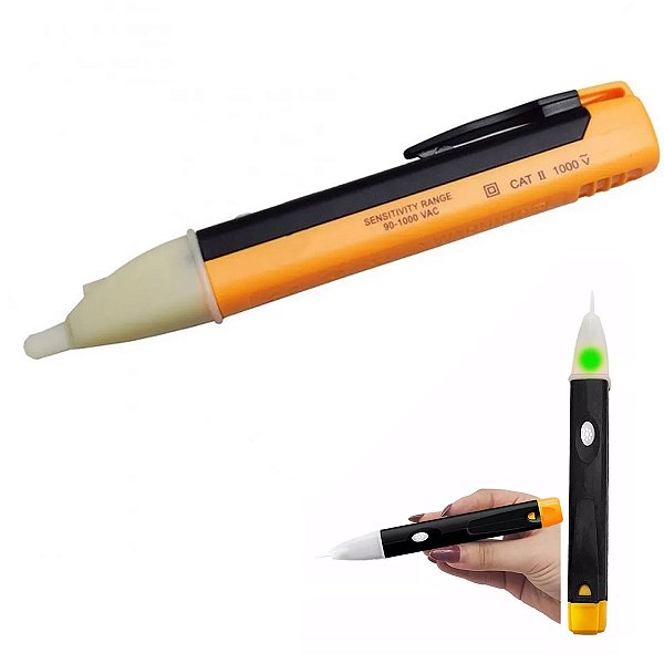 Detector De Tensao Fase Caneta Teste Voltagem Luz LED Bip Sonoro Fio Eletricidade Ferramenta