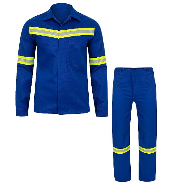 Conjunto Uniforme Faixa Refletiva EPI Segurança do Trabalho Mecanico Eletricista Construçao Obra Serviço Operario