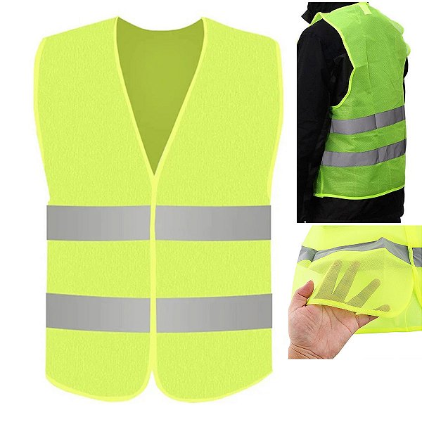 Colete Sinalizador Faixa Refletiva EPI Segurança do Trabalho Construçao Civil Obra Estrada Avenida Rodovia Sinalizaçao