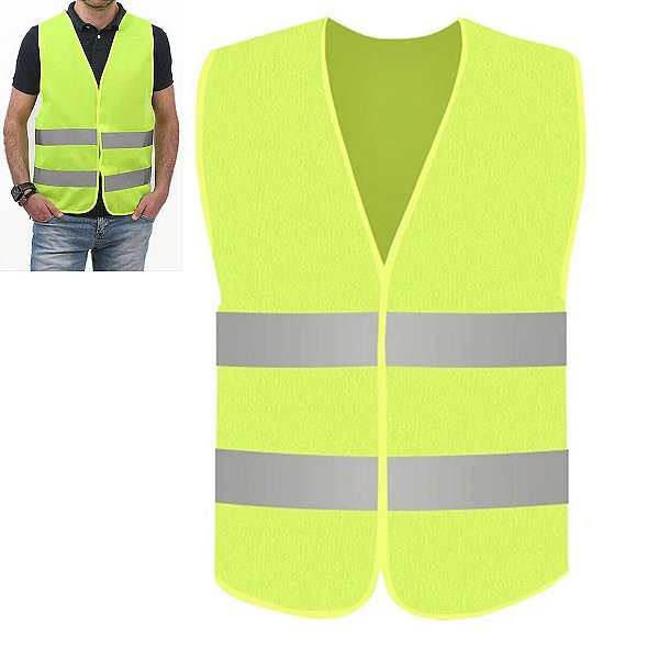 Colete Sinalizador Faixa Refletiva EPI Segurança do Trabalho Obra Construçao Civil Clicista Sinalizaçao Estrada Avenida
