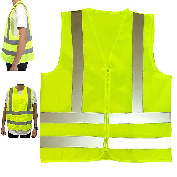 Colete Sinalizador EPI Faixa Refletiva Segurança do Trabalho Obra Estrada Avenida Rodovia Construçao Civil Proteçao