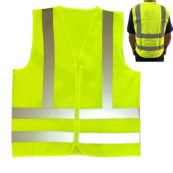 Colete Sinalizador Faixa Refletiva EPI Segurança do Trabalho Obra Estrada Avenida Rodovia Construçao Civil Proteçao