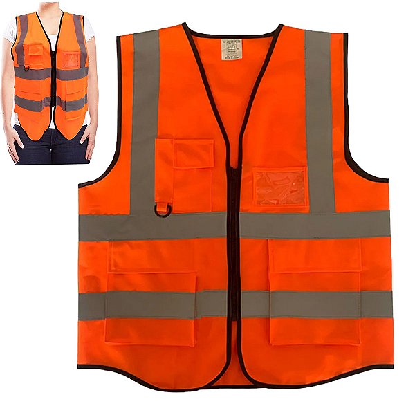 Colete Sinalizador EPI Faixa Refletiva Segurança do Trabalho Construçao Civil Obra Transito Engarrafamento Sinalizaçao