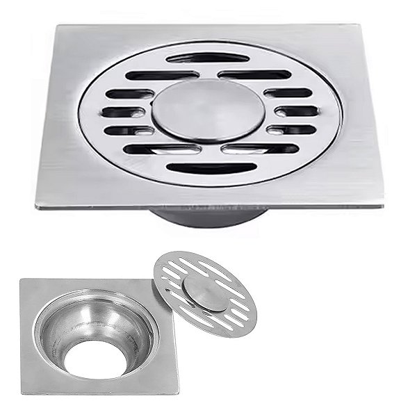 Ralo Aço Inox 10X10 Anti Corrosao Banheiro Lavabo Casa Jardim Quintal Seguro Higienico Resistente