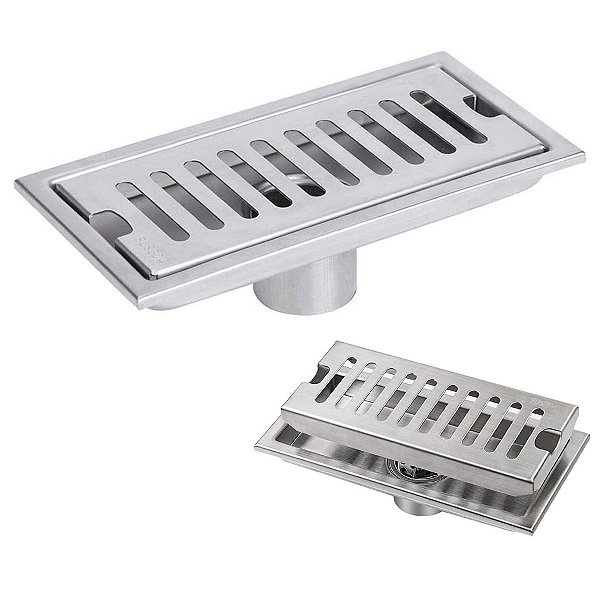 Ralo Linear Aço Inox 20cm Anti Odor Anti Inseto Banheiro Lavabo Area Externa Piscina Jardim Quintal Higienico Seguro