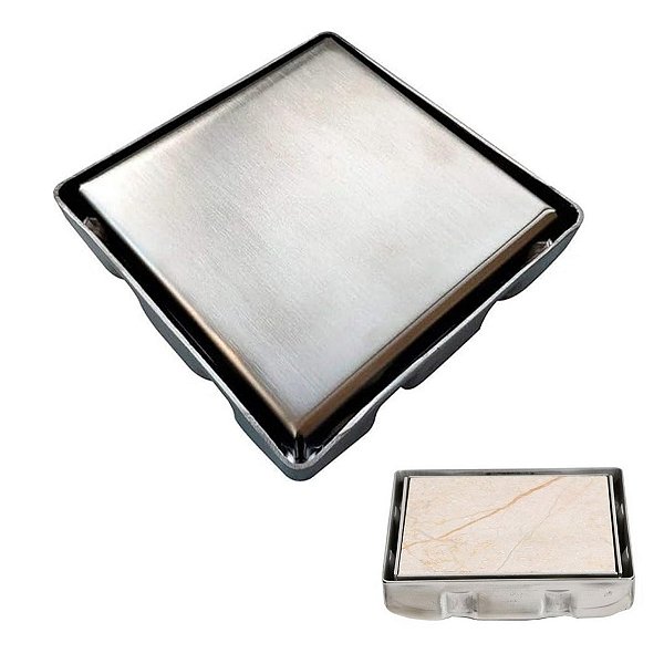 Ralo Oculto 15x15 Invisivel Inox Anti Odor Anti Inseto Casa Banheiro Lavabo Varanda Cozinha Resistente Seguro Higienico