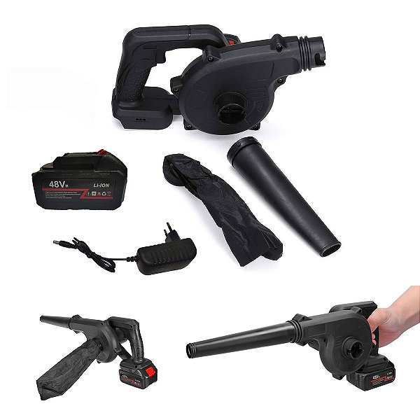 Soprador Aspirador Potente Sem Fio Bateria Recarregavel Folhas Detritos Sujeira Jardim Quintal Limpeza Eficiente