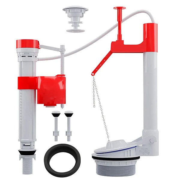 Kit Reparo Completo Caixa Acoplada Acionamento Superior Descarga Banheiro Vaso Sanitario Drenagem Assento Higienico