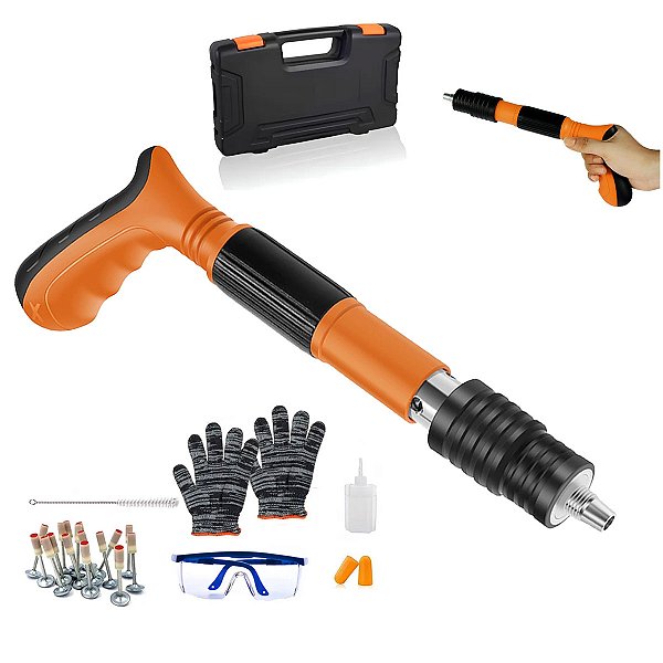 Pistola Finca Pino Fixaçao Direta Rebitadeira EPI Segurança Açao Direta Prego Gesso Drywall Manual Acessorios