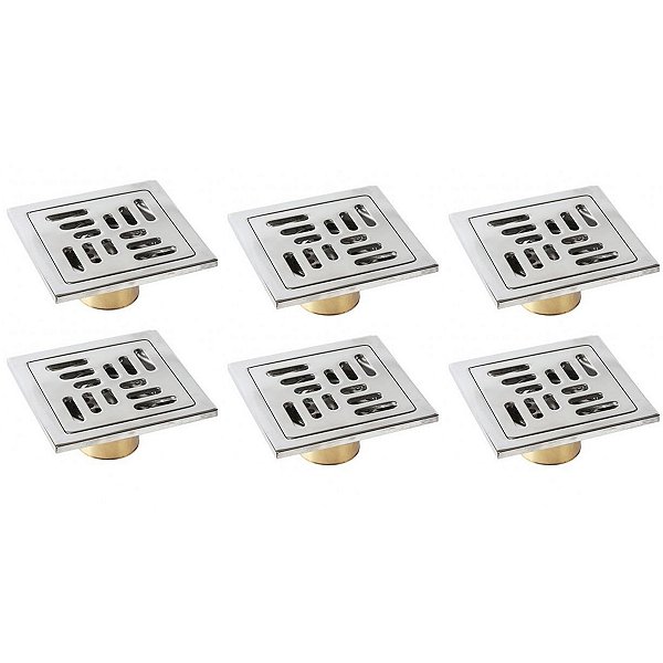 Ralo Inox 10x10 Banheiro Kit 6 Uni Lavabo Anti Odor Anti Inseto Casa Cozinha Quintal Lavanderia Higienico Seguro