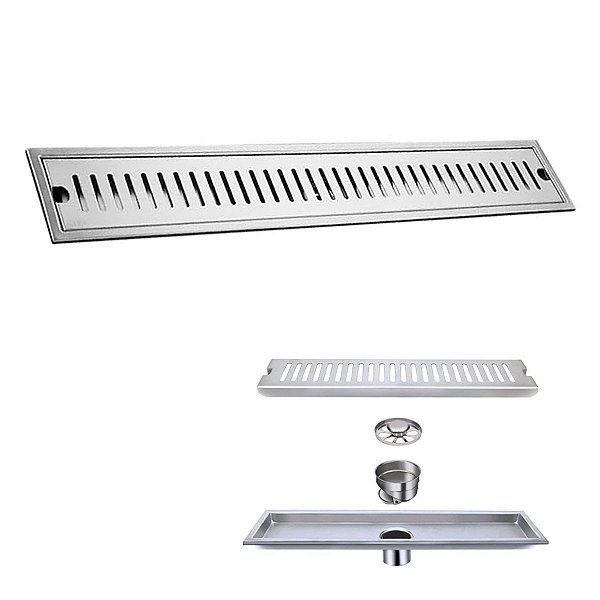 Ralo Linear Inox 60cm Banheiro Anti Odor Anti Inseto Area Externa Lavabo Jardim Quintal Resistente Higienico Grelha