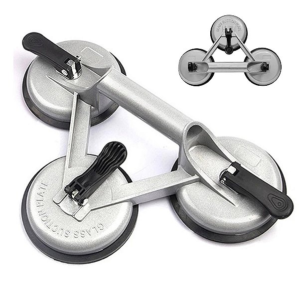 Ventosa Sucçao Tripla 150kg Vidro Marmore Espelho Ceramica Vidraça Ferro Alavanca Resistente Transporte Seguro