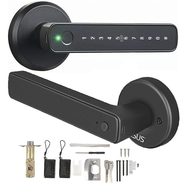 Fechadura Digital Eletronica App Bluetooth Senha Biometria Cartao Maçaneta Porta Inteligente Segurança Casa Escritorio