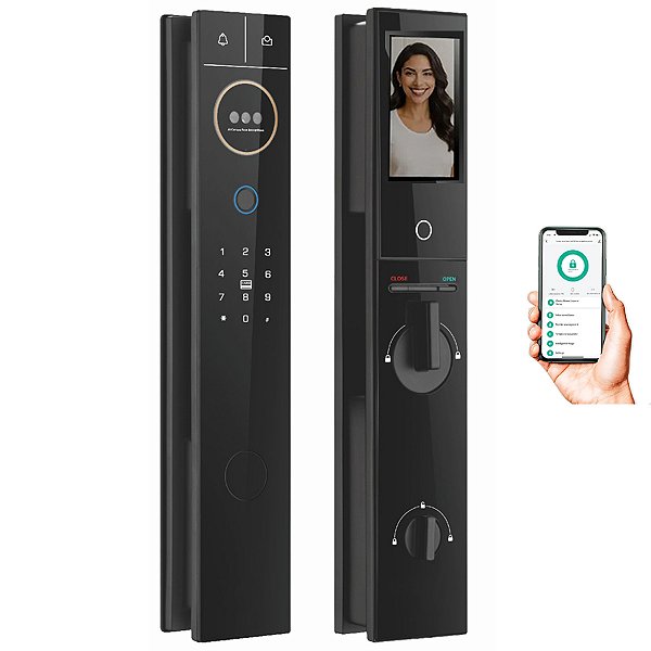 Fechadura Digital Eletronica WiFi Reconhecimento Facial Biometria App Cartao Celular Condominio Residencial Segurança