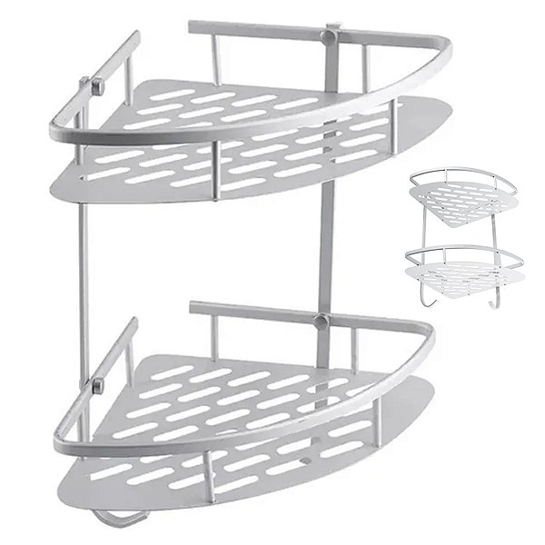 Suporte Prateleira Duplo Shampoo Condicionador Sabonete Banheiro Lavanderia Parede Organizaçao Multiuso Resistente