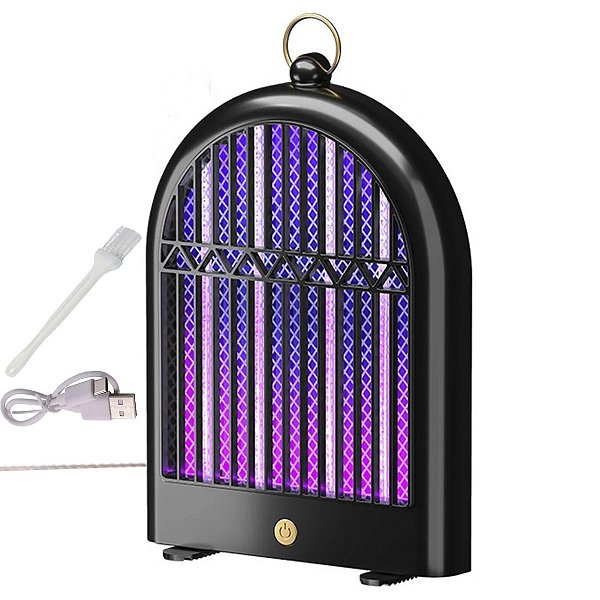 Luminaria Repelente Armadilha Mata Inseto Mosca Mosquito Luz Ultravioleta Usb Portatil Gancho Pendurar
