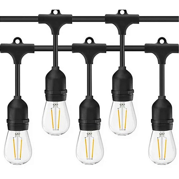 Varal de Luzez Lampadas 10 Metros Extensao 10w 10 Bocais Iluminaçao Decoraçao Festa Formatura Casamento Enfeite