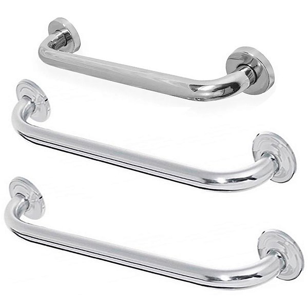 Barra Alça de Apoio Kit 30cm 40cm 50cm Box Banheiro Segurança Suporte Anti Queda Evita Acidentes Acessibilidade PCD