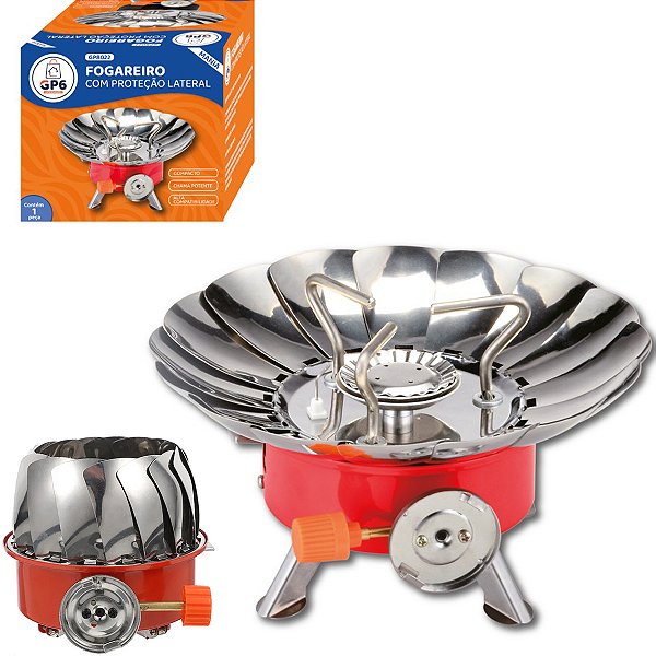 Fogareiro Portatil Dobravel 2800W Proteçao Lateral Pesca Acampamento Viagem Camping Trilha Praia Diversao Lazer