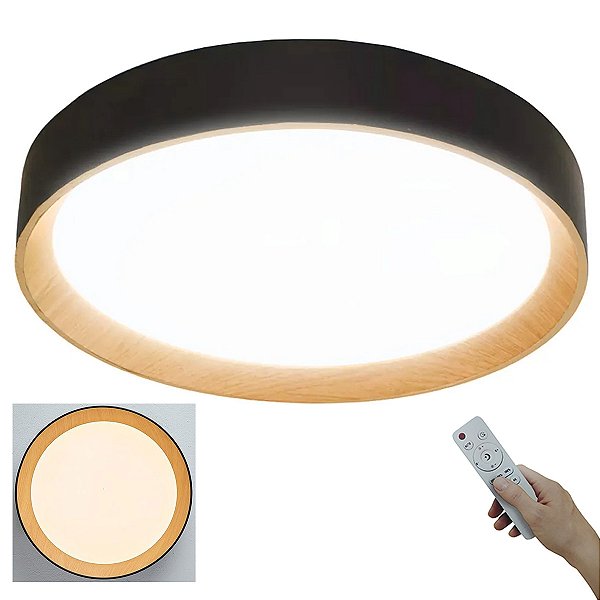 Luminaria Plafon 3 Tons LED Controle Iluminaçao Residencial Comercial Quarto Sala Escritorio Recepçao Moderno Ambiente