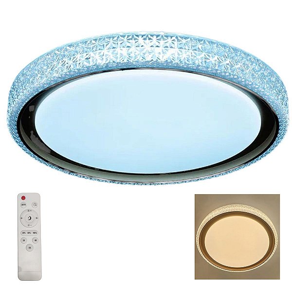 Luminaria Plafon 3 Tons Cristal Luxo Controle Remoto Moderno Iluminaçao Residencial Comercial Decoraçao