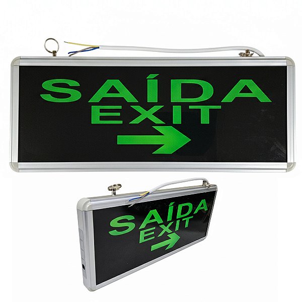 Placa Saida Emergencia Dupla Face Bateria Exit Sinalizaçao Led Segurança Bombeiro Aviso