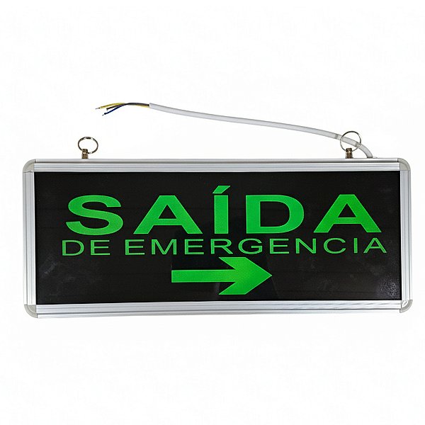 Placa De Sinalizaçao Saida de Emergencia Dupla Face Bateria Recarregavel Seta Aviso Led Iluminaçao Segurança