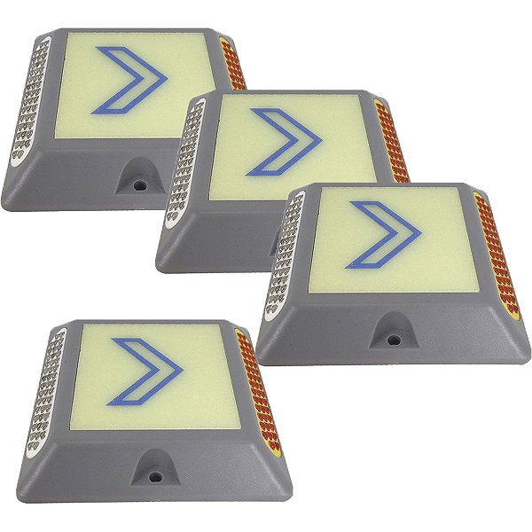 Tacha Refletiva Olho De Gato Sinaliador Viario Fluorescente Kit 4 Uni Rodovia Estrada Rua Marcador Faixa Sinalizaçao