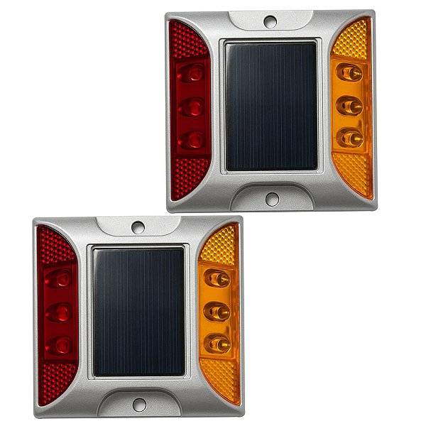 Tacha Sinalizadora Solar Viaria Kit 2 Uni Olho de Gato Sinalizaçao Estrada Rodovia Avenida Obra Rua Pavimentaçao
