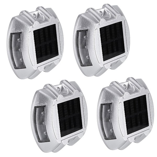 Tacha Solar Sinalizador Viario Kit 4 Uni Olho de Gato Rodovia Estrada Obra Sinalizaçao Iluminaçao Segurança