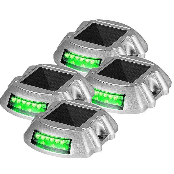 Tacha Solar Sinalizador Viario Olho de Gato Kit 4 Uni Sinalizaçao Estrada Rodovia Obra Iluminaçao Segurança