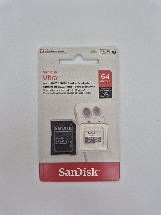 Cartão de Memória SanDisk Ultra 64GB com Adaptador