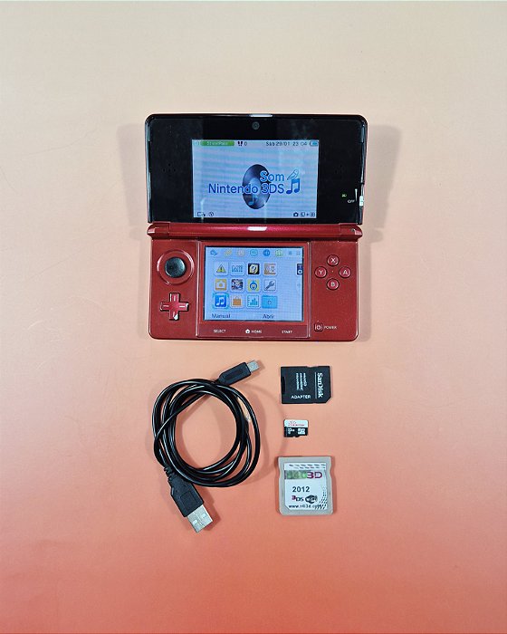 Nintendo 3DS Vermelho 32Gb + R4 Lotado de Jogos