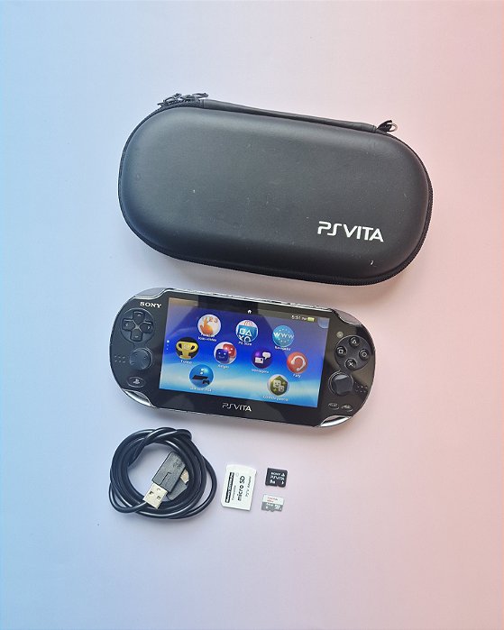 PS VITA (Psvita) OLED Preto 64GB Lotado de Jogos