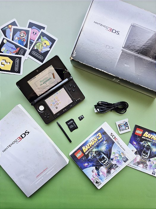 Nintendo 3DS Preto Completo 16Gb Lotado de Jogos + Jogo Lego Batman 3
