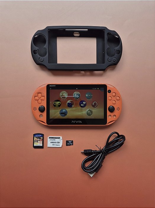 PS VITA (Psvita) Slim Laranja 64GB + Jogo Mídia Física