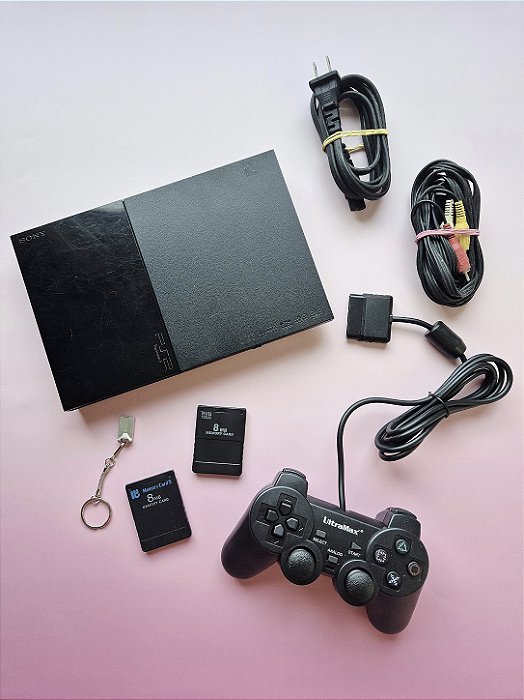 Console Sony (PS2) PlayStation 2 Slim + OPL 64Gb Lotado de Jogos + Controle
