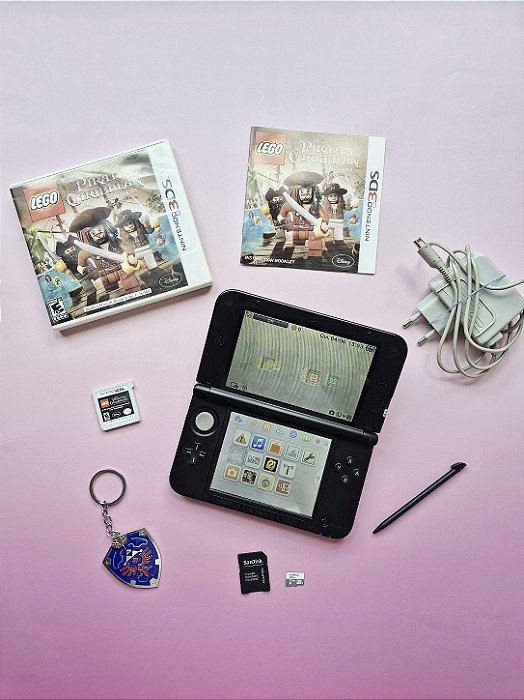 Nintendo 3DS XL Preto 32Gb Lotado de Jogos + Jogo Mídia Física