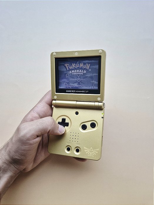 Game Boy Advance SP The Legend of Zelda Gold Triforce + Tela Original + Carregador
