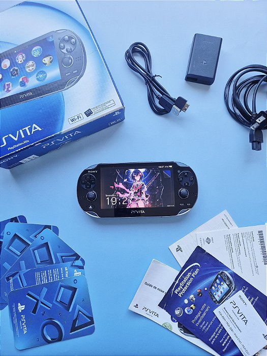 PS Vita OLED Preto 128GB Completo na Caixa Cheio de Jogos