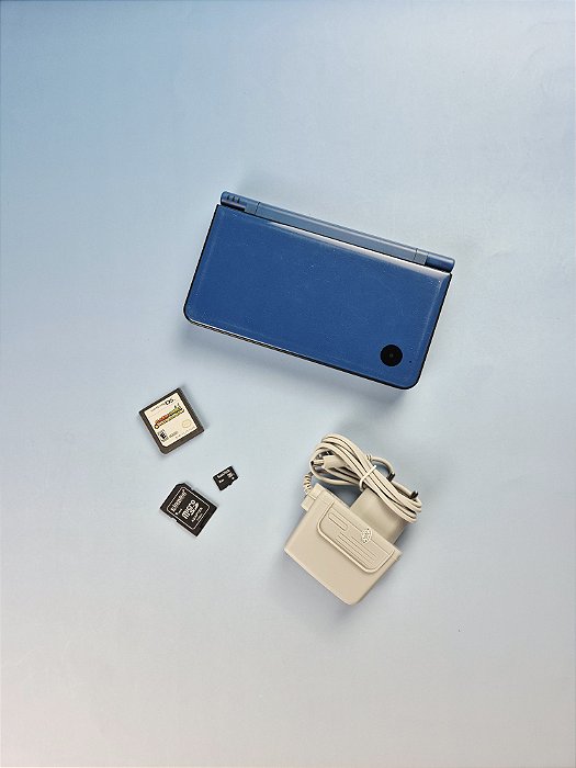 Nintendo DSi XL Azul + 8GB Lotado de Jogos + Jogo Mídia Física Mario e Luigi
